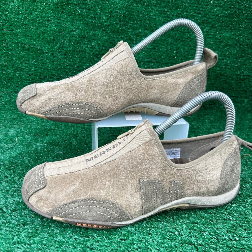 Merrell Barrado Leather Sage Suede Zip Up Sneakers‎ Womens 6.5 Tan 76112